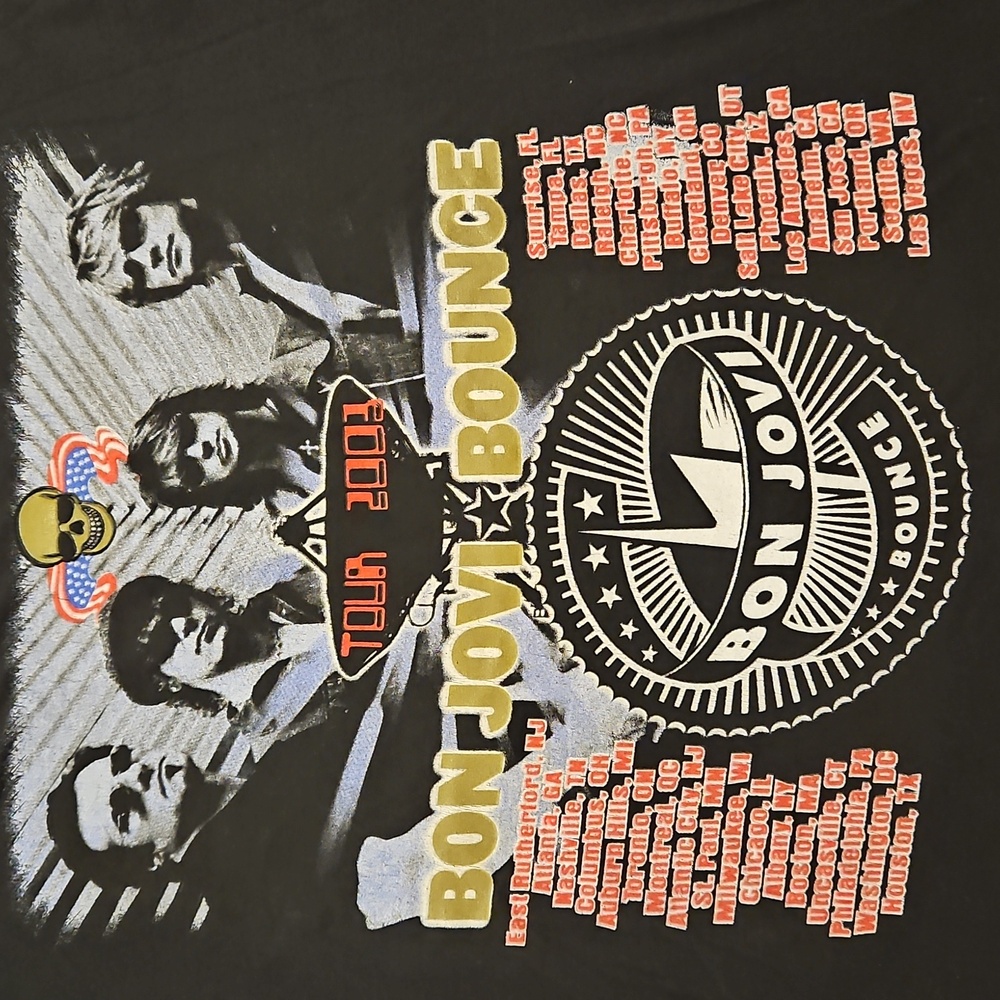 Bon Jovi Bounce Tour 2001 Black long sleeve concert tee XL Cities On The Back - Picture 2 of 8
